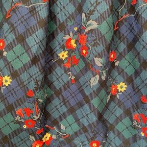 Pendleton Green and Blue Plaid Floral A-Line Skirt